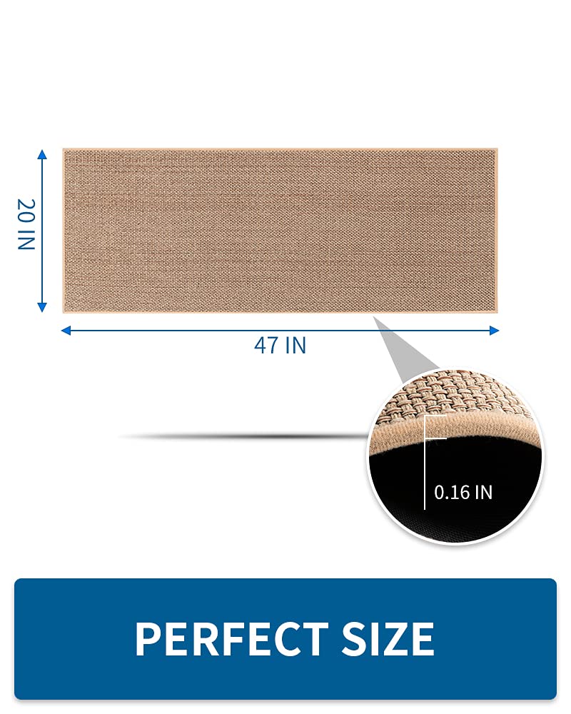 Kitchen Rugs and Mats Non Skid Washable, Absorbent Runner Rugs for Kitchen, Front of Sink, Kitchen Mats for Floor (Beige, 20"x47") - 7DAY'S