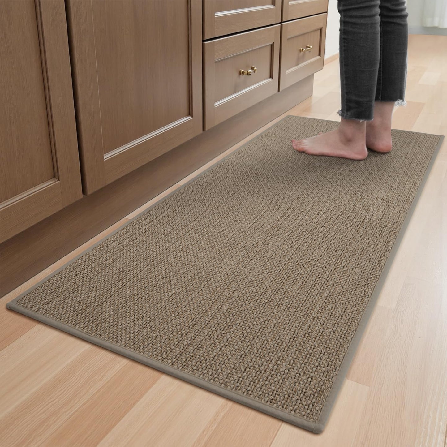 Kitchen Rugs and Mats Non Skid Washable, Absorbent Runner Rugs for Kitchen, Front of Sink, Kitchen Mats for Floor (Beige, 20"x47") - 7DAY'S