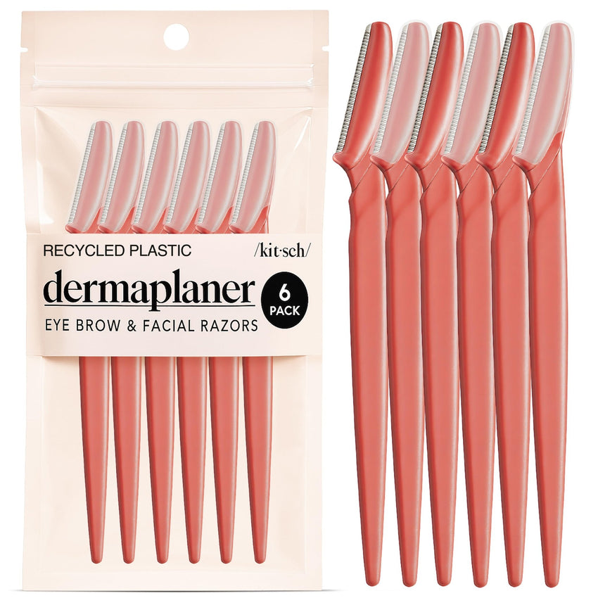 Kitsch Dermaplane Razor for Women Face - Face Razors for Women and Men - Eyebrow Trimmer, Shaver, Recycled Plastic Dermaplaning and Skin Care Tool - Terracotta, 12 pcs - 7DAY'S