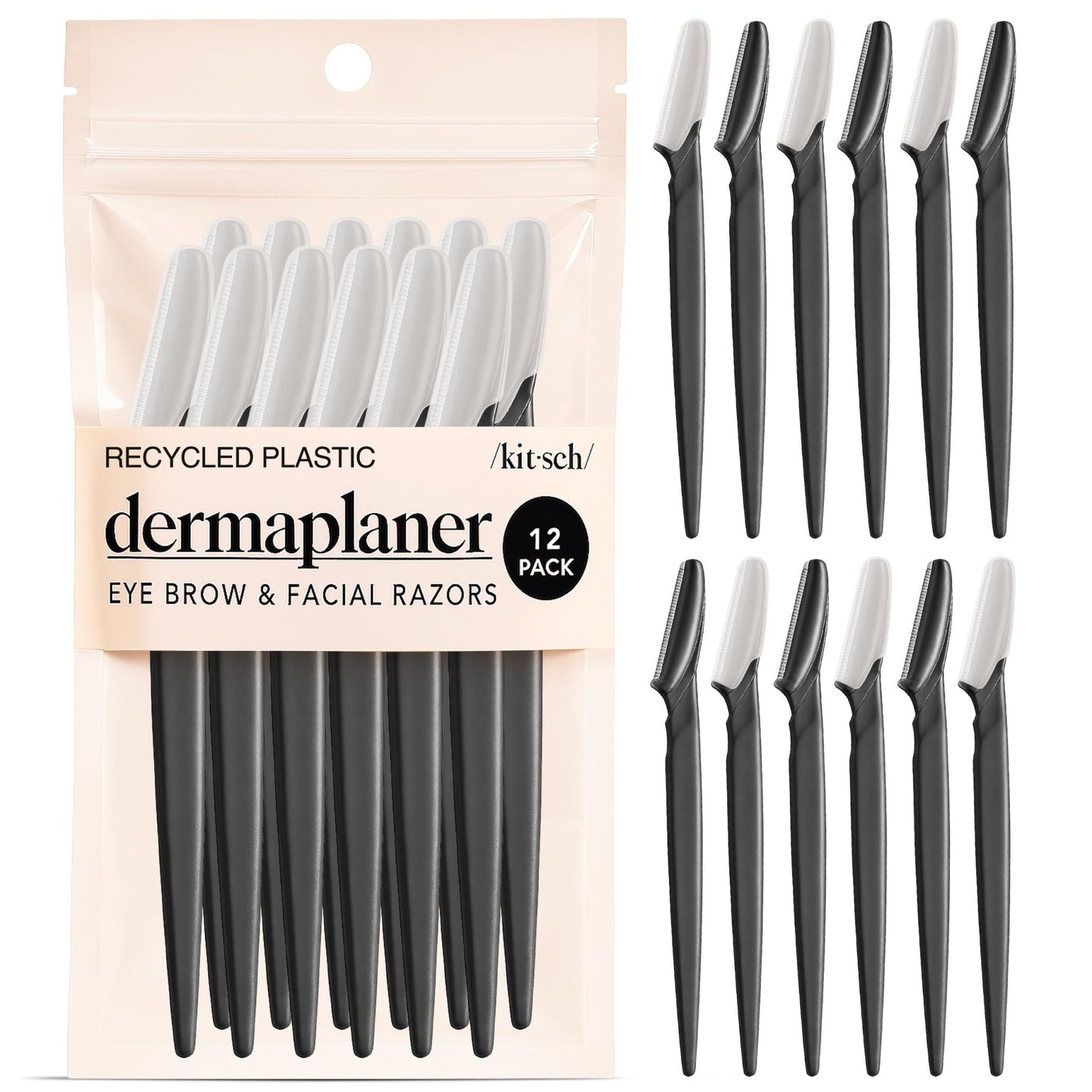 Kitsch Dermaplane Razor for Women Face - Face Razors for Women and Men - Eyebrow Trimmer, Shaver, Recycled Plastic Dermaplaning and Skin Care Tool - Terracotta, 12 pcs - 7DAY'S