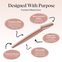 Kitsch Dermaplane Razor for Women Face - Face Razors for Women and Men - Eyebrow Trimmer, Shaver, Recycled Plastic Dermaplaning and Skin Care Tool - Terracotta, 12 pcs - 7DAY'S