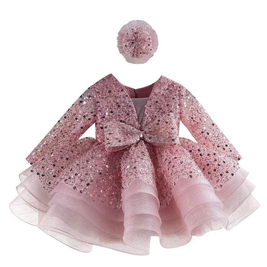 KLFFLGID Baby Girl Pageant Dress Sequins Embroidered Lace Toddler Flower Wedding Birthday Party Gown Dresses - 7DAY'S