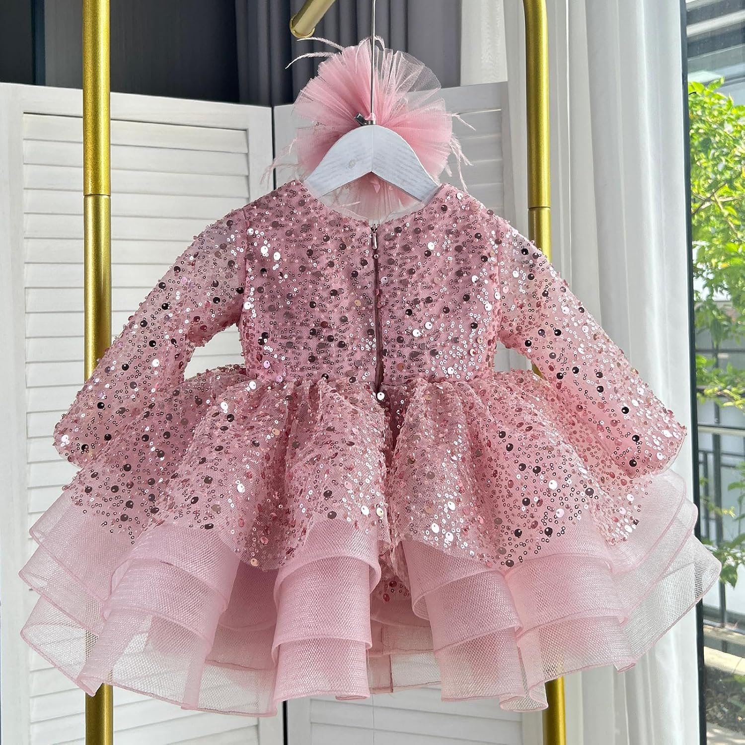 KLFFLGID Baby Girl Pageant Dress Sequins Embroidered Lace Toddler Flower Wedding Birthday Party Gown Dresses - 7DAY'S