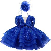 KLFFLGID Baby Girl Pageant Dress Sequins Embroidered Lace Toddler Flower Wedding Birthday Party Gown Dresses - 7DAY'S