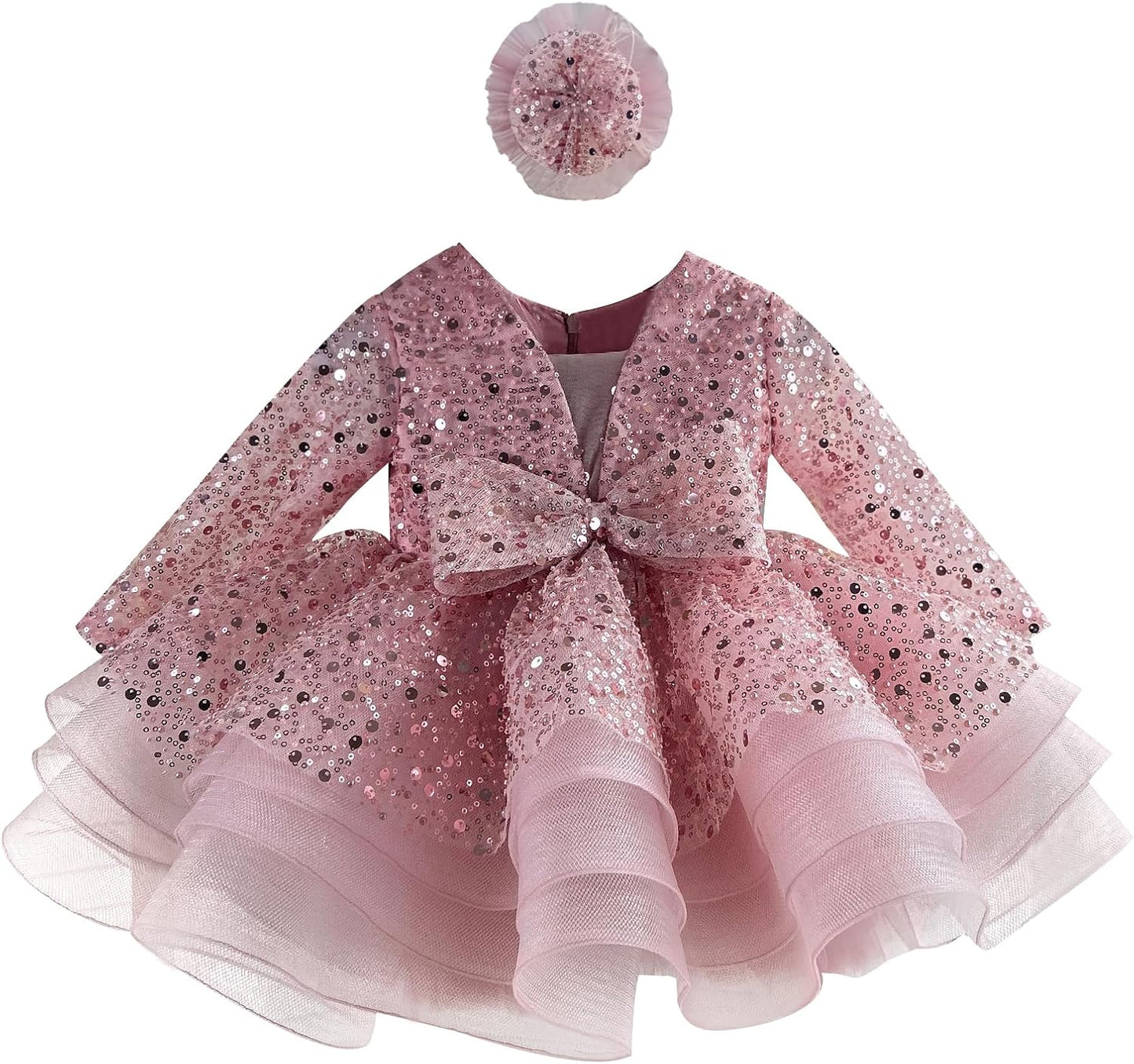 KLFFLGID Baby Girl Pageant Dress Sequins Embroidered Lace Toddler Flower Wedding Birthday Party Gown Dresses - 7DAY'S
