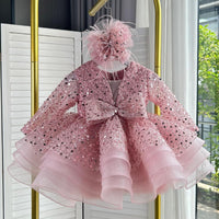 KLFFLGID Baby Girl Pageant Dress Sequins Embroidered Lace Toddler Flower Wedding Birthday Party Gown Dresses - 7DAY'S