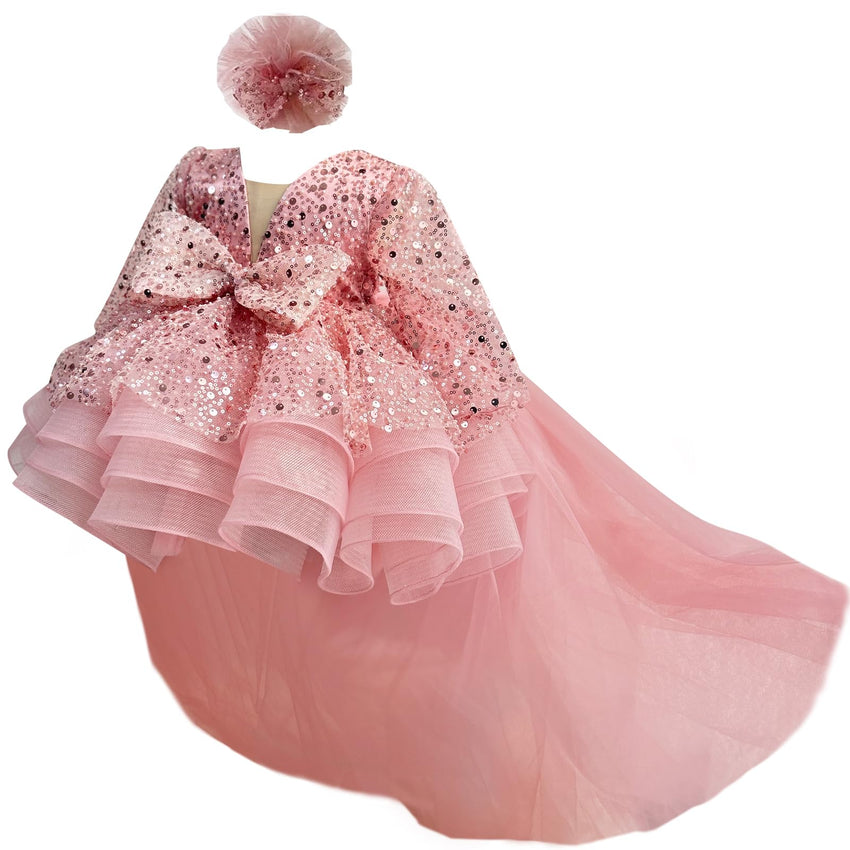 KLFFLGID Baby Girl Pageant Dress Sequins Embroidered Lace Toddler Flower Wedding Birthday Party Gown Dresses - 7DAY'S