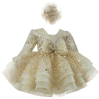 KLFFLGID Baby Girl Pageant Dress Sequins Embroidered Lace Toddler Flower Wedding Birthday Party Gown Dresses - 7DAY'S
