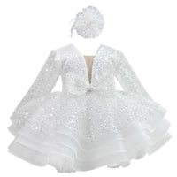 KLFFLGID Baby Girl Pageant Dress Sequins Embroidered Lace Toddler Flower Wedding Birthday Party Gown Dresses - 7DAY'S