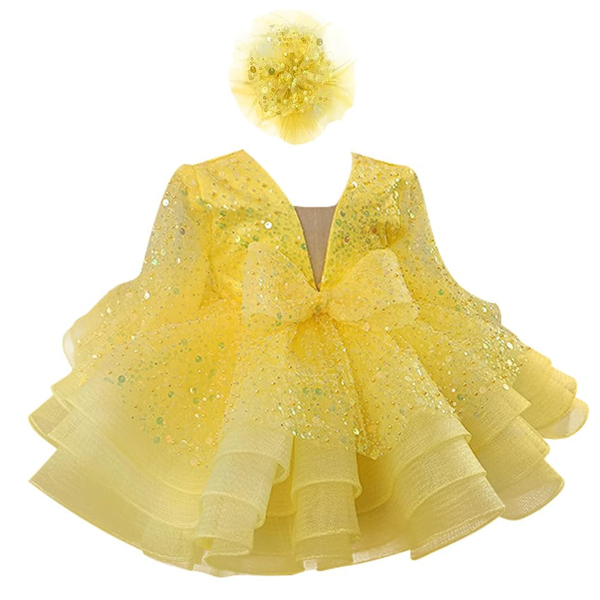 KLFFLGID Baby Girl Pageant Dress Sequins Embroidered Lace Toddler Flower Wedding Birthday Party Gown Dresses - 7DAY'S