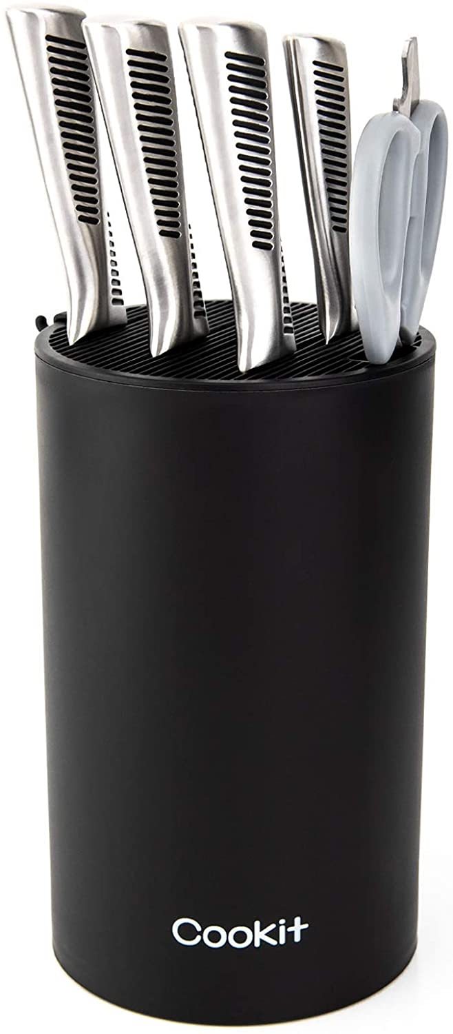 Knife Block Holder, Universal Knife Block without Knives, Unique Double - Layer Wavy Design, Round Black Knife Holder for Kitchen, Space Saver Knife Storage with Scissors Slot Amazon Platform Banned - 7DAY'S