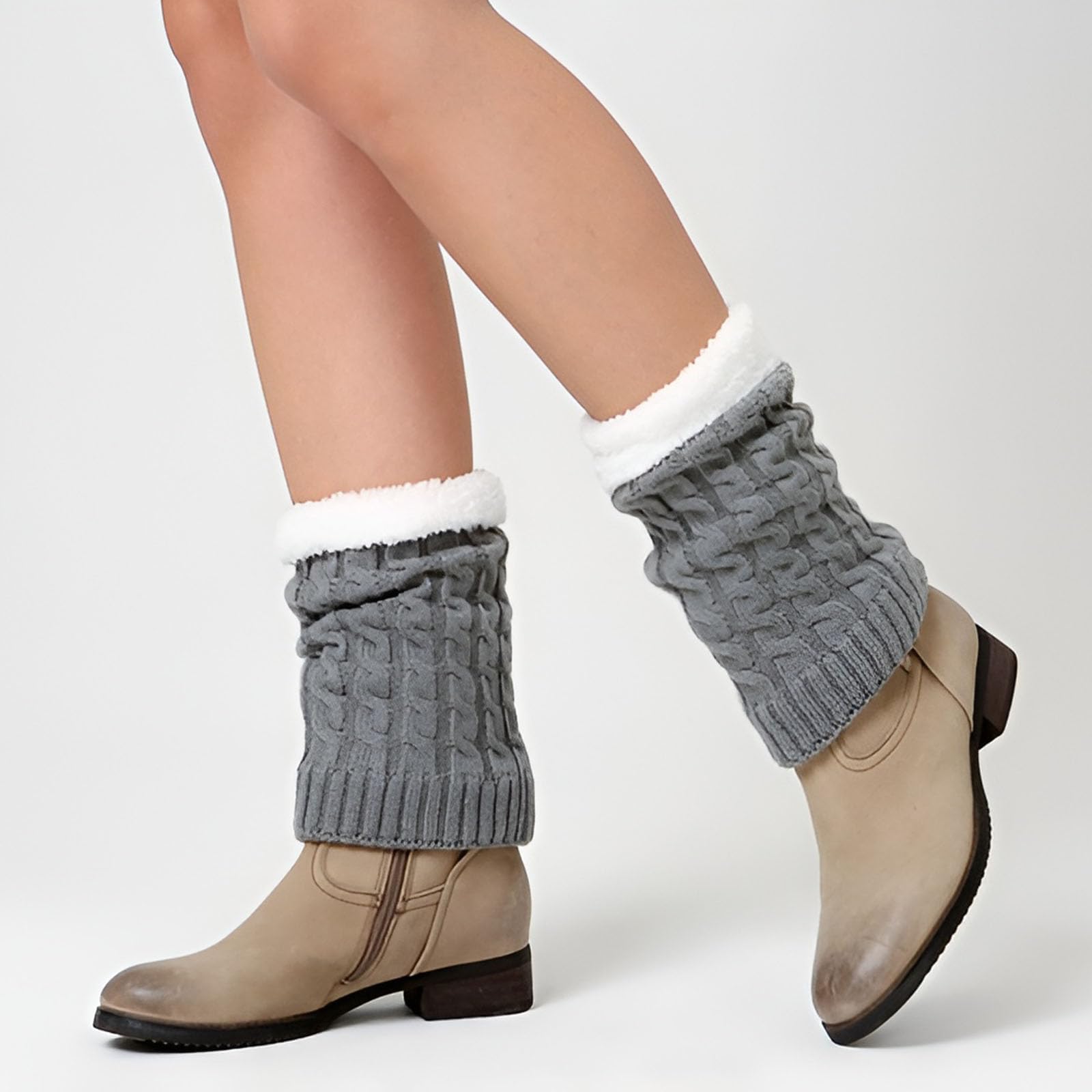 Knitted Thickened Woolen Knee Warmers,Womens Short Boots Socks Crochet Knitted Boot Cuffs Leg Warmers Socks - 7DAY'S