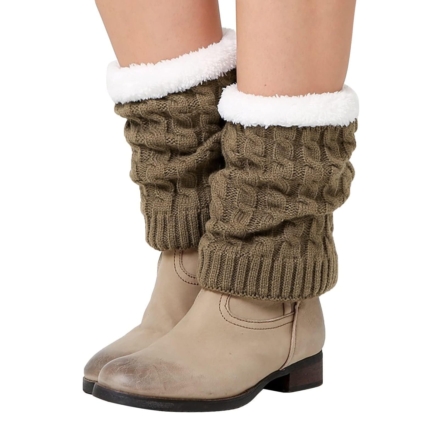 Knitted Thickened Woolen Knee Warmers,Womens Short Boots Socks Crochet Knitted Boot Cuffs Leg Warmers Socks - 7DAY'S