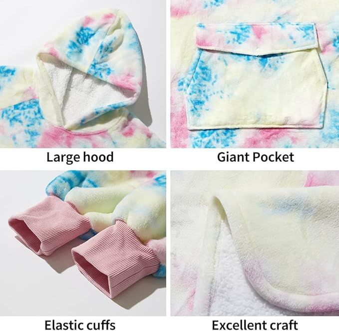 Krifey Wearable Blanket Hoodie, Oversized Sherpa Hooded as Birthday Gifts for Mom Women Girlfriend Men, Cozy Sweatshirt with Giant Pocket - 7DAY'S