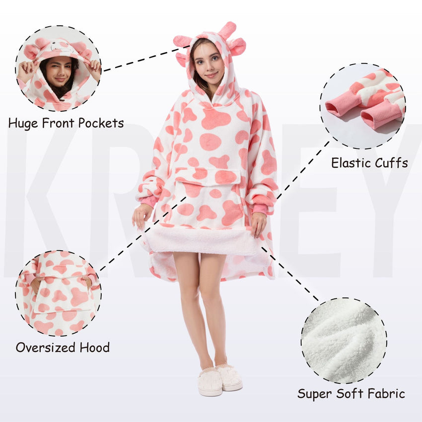 Krifey Wearable Blanket Hoodie, Oversized Sherpa Hooded as Christmas, Birthday Gifts for Mom Women Girlfriend Men - 7DAY'S