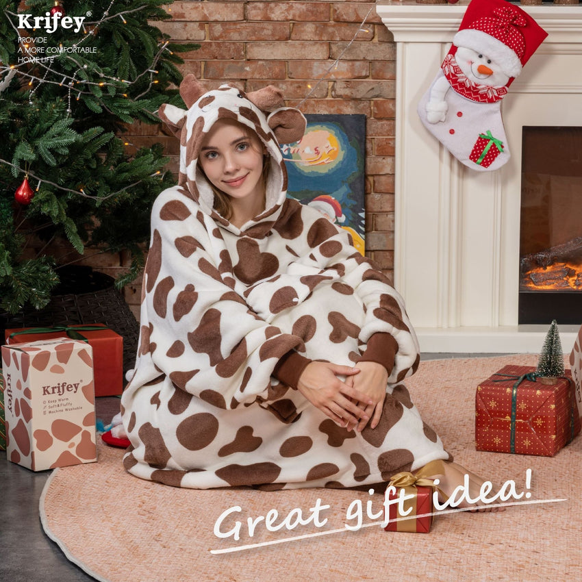 Krifey Wearable Blanket Hoodie, Oversized Sherpa Hooded as Christmas, Birthday Gifts for Mom Women Girlfriend Men - 7DAY'S