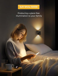 L LOHAS LED Night Light Plug in, Modern Night Lights Plug into Wall, Dusk to Dawn Sensor, Soft White 3000K, 0 - 100LM Adjustable Brightness, Dimmable Night Lights for Hallway Bedroom Stairway, 2 Pack - 7DAY'S