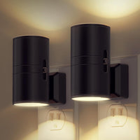 L LOHAS LED Night Light Plug in, Modern Night Lights Plug into Wall, Dusk to Dawn Sensor, Soft White 3000K, 0 - 100LM Adjustable Brightness, Dimmable Night Lights for Hallway Bedroom Stairway, 2 Pack - 7DAY'S