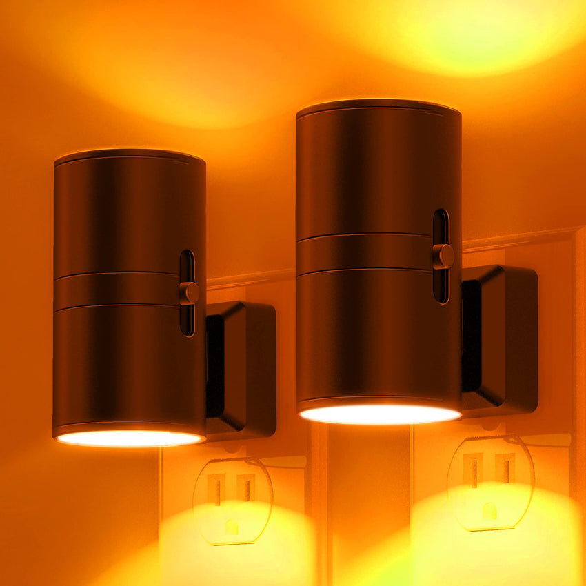 L LOHAS LED Night Light Plug in, Modern Night Lights Plug into Wall, Dusk to Dawn Sensor, Soft White 3000K, 0 - 100LM Adjustable Brightness, Dimmable Night Lights for Hallway Bedroom Stairway, 2 Pack - 7DAY'S