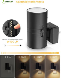 L LOHAS LED Night Light Plug in, Modern Night Lights Plug into Wall, Dusk to Dawn Sensor, Soft White 3000K, 0 - 100LM Adjustable Brightness, Dimmable Night Lights for Hallway Bedroom Stairway, 2 Pack - 7DAY'S