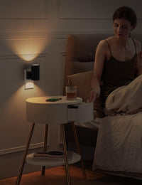 L LOHAS LED Night Light Plug in, Modern Night Lights Plug into Wall, Dusk to Dawn Sensor, Soft White 3000K, 0 - 100LM Adjustable Brightness, Dimmable Night Lights for Hallway Bedroom Stairway, 2 Pack - 7DAY'S