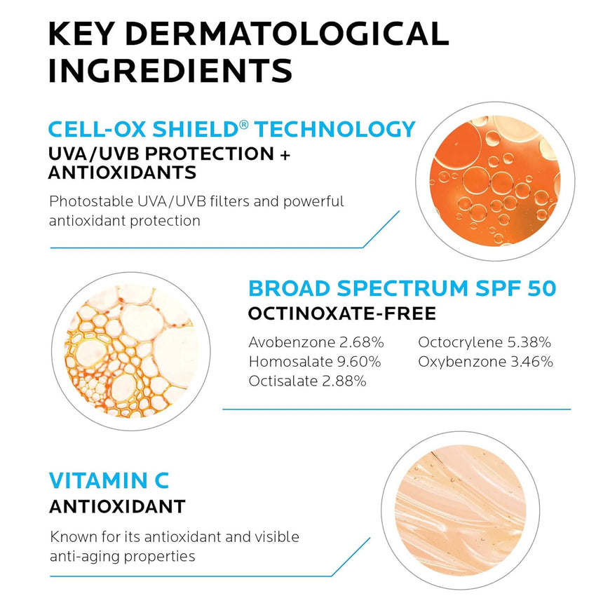 La Roche - Posay Anthelios AOX Daily Antioxidant Serum with SPF, Face Moisturizer with Sunscreen and Vitamin C & E, Oil Free Face Sunscreen for Sensitive Skin, Moisturizing Sun Protection - 7DAY'S
