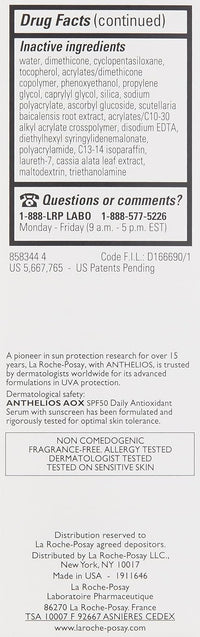 La Roche - Posay Anthelios AOX Daily Antioxidant Serum with SPF, Face Moisturizer with Sunscreen and Vitamin C & E, Oil Free Face Sunscreen for Sensitive Skin, Moisturizing Sun Protection - 7DAY'S