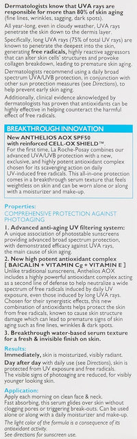 La Roche - Posay Anthelios AOX Daily Antioxidant Serum with SPF, Face Moisturizer with Sunscreen and Vitamin C & E, Oil Free Face Sunscreen for Sensitive Skin, Moisturizing Sun Protection - 7DAY'S