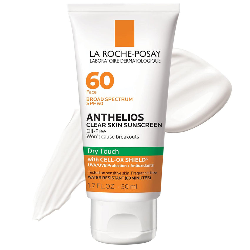 La Roche - Posay Anthelios Clear Skin Sunscreen Dry Touch SPF 60, Oil Free Sunscreen For Face, Oil Absorbing, Broad Spectrum SPF + Antioxidants, Non - Greasy, Oxybenzone Free, Travel Size - 7DAY'S