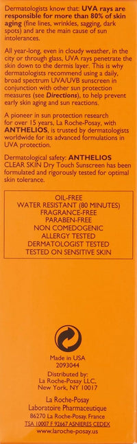 La Roche - Posay Anthelios Clear Skin Sunscreen Dry Touch SPF 60, Oil Free Sunscreen For Face, Oil Absorbing, Broad Spectrum SPF + Antioxidants, Non - Greasy, Oxybenzone Free, Travel Size - 7DAY'S