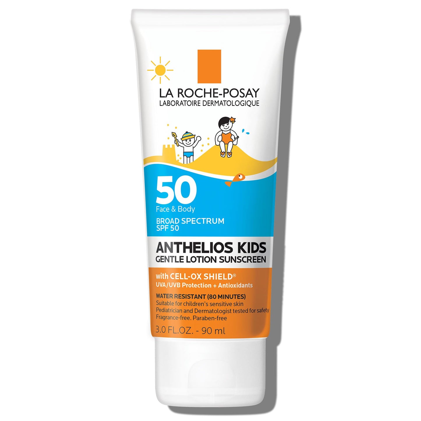La Roche - Posay Anthelios Kids Gentle Lotion Sunscreen SPF 50, Broad Spectrum SPF + Antioxidants, Sunscreen For Kids, Octinoxate & Oxybenzone - Free, Pediatrician Tested, Non Comedogenic, Oil Free - 7DAY'S