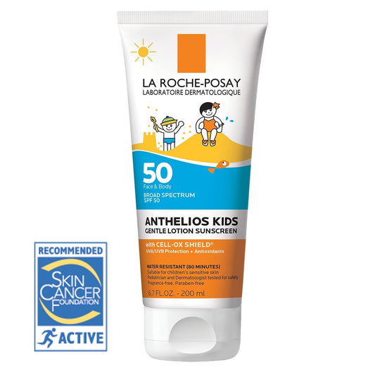 La Roche - Posay Anthelios Kids Gentle Lotion Sunscreen SPF 50, Broad Spectrum SPF + Antioxidants, Sunscreen For Kids, Octinoxate & Oxybenzone - Free, Pediatrician Tested, Non Comedogenic, Oil Free - 7DAY'S