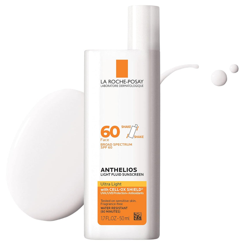 La Roche - Posay Anthelios Light Fluid Facial Sunscreen SPF 60, Lightweight Sunscreen For Face, Fluid Texture, Broad Spectrum SPF + Antioxidants, Oil Free & Oxybenzone Free, Travel Size 1.7 Fl. Oz. - 7DAY'S