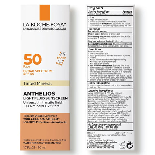 La Roche - Posay Anthelios Sunscreen SPF 50, Ultra - Light Fluid Broad Spectrum SPF 50, Face Sunscreen with Titanium Dioxide Mineral, Lightweight & Fast - Absorbing, Oil - Free, Matte Finish - 7DAY'S
