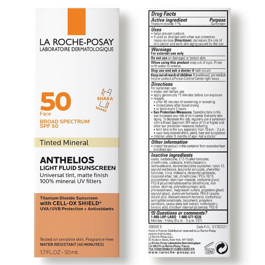 La Roche - Posay Anthelios Sunscreen SPF 50, Ultra - Light Fluid Broad Spectrum SPF 50, Face Sunscreen with Titanium Dioxide Mineral, Lightweight & Fast - Absorbing, Oil - Free, Matte Finish - 7DAY'S