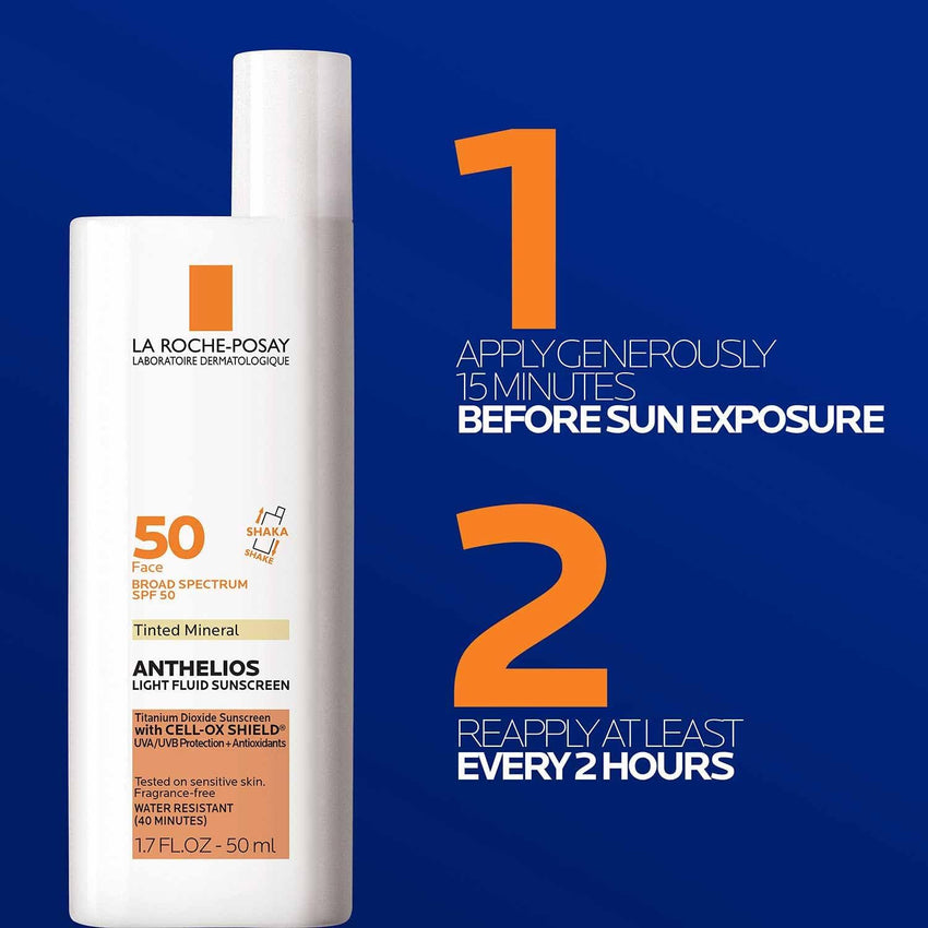 La Roche - Posay Anthelios Sunscreen SPF 50, Ultra - Light Fluid Broad Spectrum SPF 50, Face Sunscreen with Titanium Dioxide Mineral, Lightweight & Fast - Absorbing, Oil - Free, Matte Finish - 7DAY'S