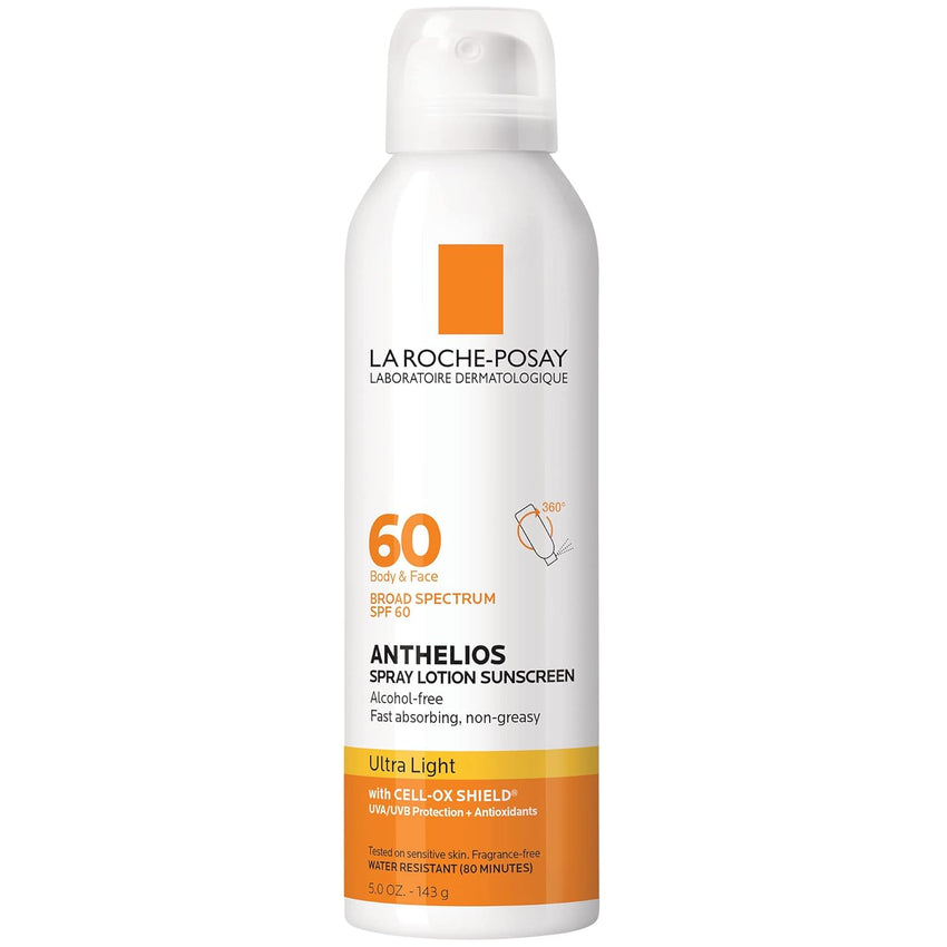 La Roche - Posay Anthelios Ultra - Light Sunscreen Spray Lotion SPF 60, Spray Sunscreen For Face & Body, Broad Spectrum SPF + Antioxidants, Oil Free, Alcohol Free, Water Resistant 80 Min., 5 Fl. Oz. - 7DAY'S