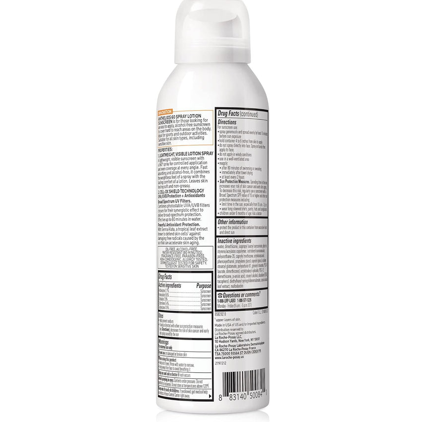 La Roche - Posay Anthelios Ultra - Light Sunscreen Spray Lotion SPF 60, Spray Sunscreen For Face & Body, Broad Spectrum SPF + Antioxidants, Oil Free, Alcohol Free, Water Resistant 80 Min., 5 Fl. Oz. - 7DAY'S