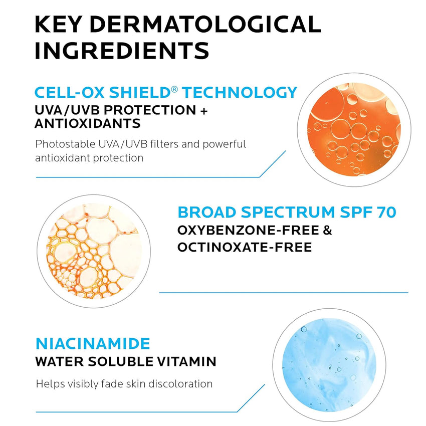 La Roche - Posay Anthelios UV Correct Sunscreen Moisturizer SPF 70, Daily Anti - Aging Face Moisturizer with Sunscreen and Niacinamide to Even Skin Tone & Fine Lines, Sun Protection for Sensitive Skin - 7DAY'S