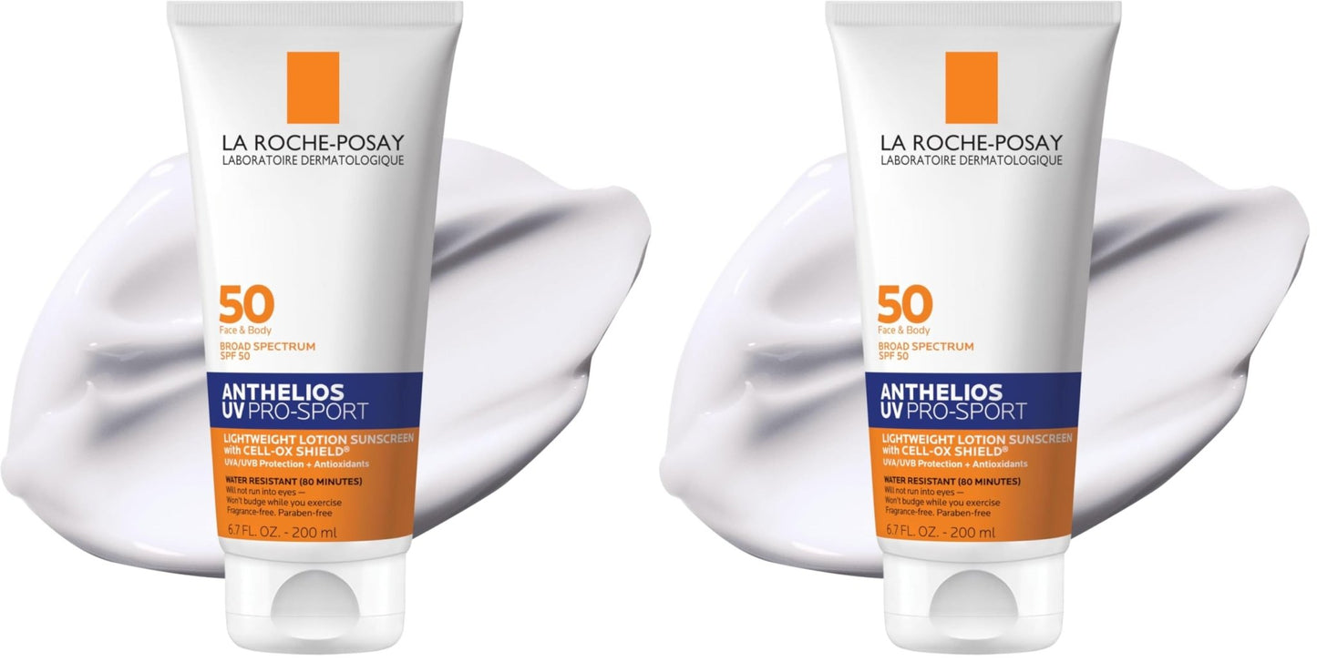 La Roche - Posay Anthelios UV Pro - Sport SPF 50 Sunscreen for Face & Body, Water & Sweat Resistant with Non - Drip Formula, Invisible Broad Spectrum Sunscreen Lotion, Lightweight & Breathable - 7DAY'S