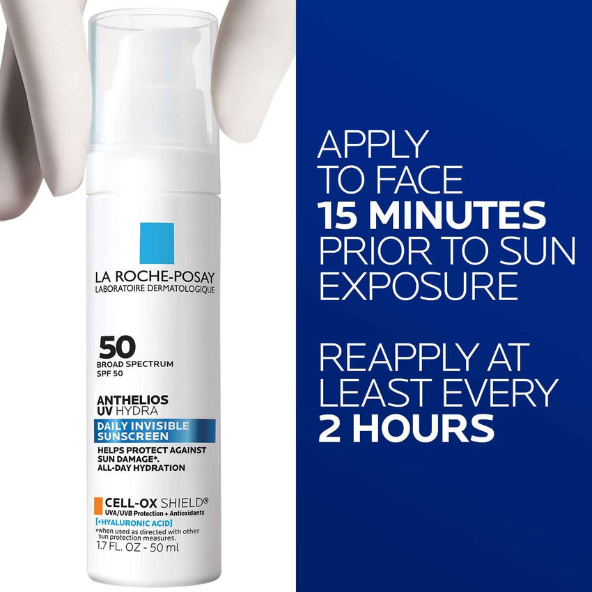 La Roche Posay Anthelios UV Sunscreen SPF 50, Daily Sunscreen for Face in 3 Formulas, UV Tone with Niacinamide, UV Hydra with Hyaluronic Acid, UV Clear with Azelaic Acid, Broad Spectrum Invisible SPF - 7DAY'S
