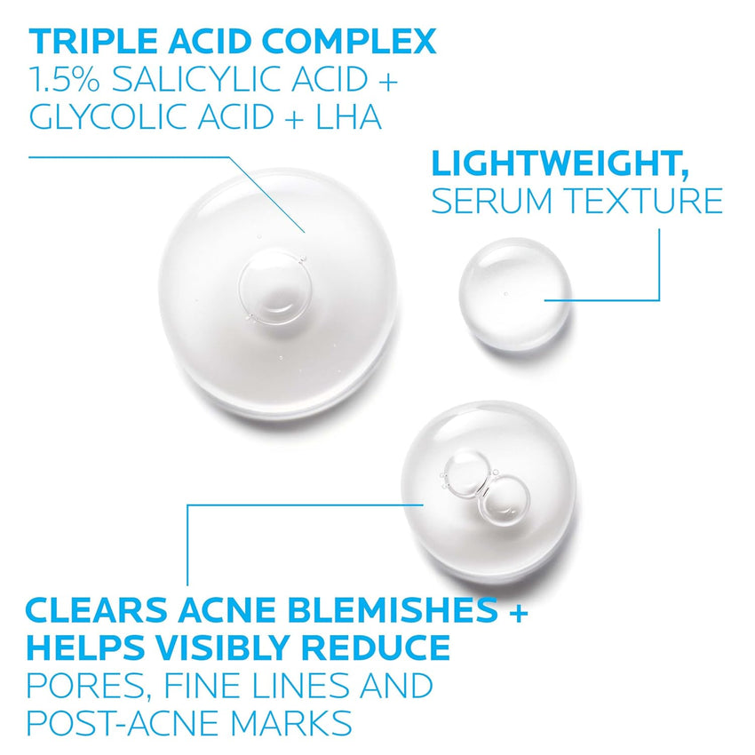 La Roche - Posay Effaclar 1.5% Salicylic Acid Serum, Acne Treatment For Face With Glycolic Acid & Niacinamide, Acne Serum Helps Clear Blackheads, Whiteheads, Pimples & Reduces Post Acne Marks - 7DAY'S