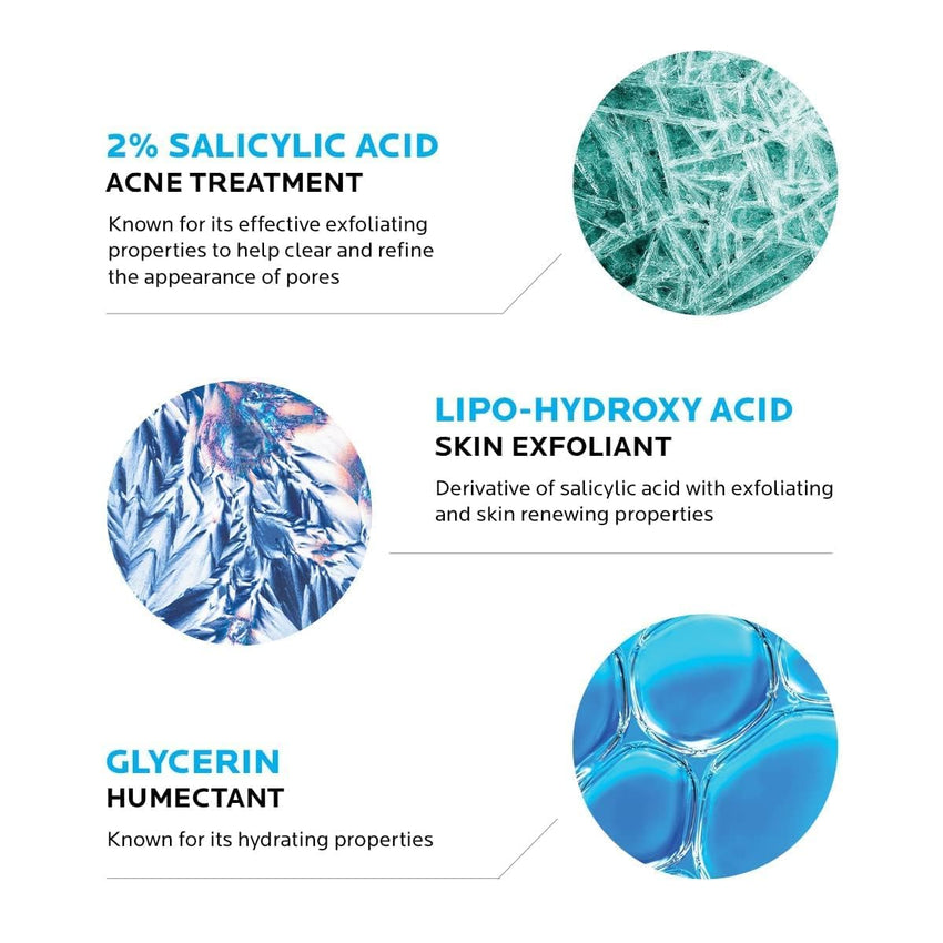 La Roche - Posay Effaclar Medicated Gel Cleanser, 2% Salicylic Acid Cleanser + LHA + Glycerin, Foaming Acne Face Wash, Helps Clear & Prevent Acne Breakouts, Oil Free, Targets Excess Oil - 7DAY'S