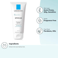 La Roche - Posay Effaclar Medicated Gel Cleanser, 2% Salicylic Acid Cleanser + LHA + Glycerin, Foaming Acne Face Wash, Helps Clear & Prevent Acne Breakouts, Oil Free, Targets Excess Oil - 7DAY'S
