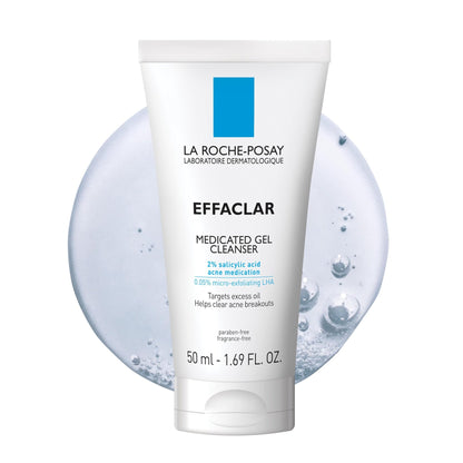 La Roche - Posay Effaclar Medicated Gel Cleanser, 2% Salicylic Acid Cleanser + LHA + Glycerin, Foaming Acne Face Wash, Helps Clear & Prevent Acne Breakouts, Oil Free, Targets Excess Oil - 7DAY'S