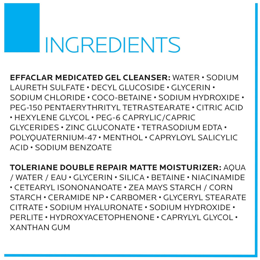 La Roche - Posay Effaclar Medicated Gel Cleanser, 2% Salicylic Acid Cleanser + LHA + Glycerin, Foaming Acne Face Wash, Helps Clear & Prevent Acne Breakouts, Oil Free, Targets Excess Oil - 7DAY'S
