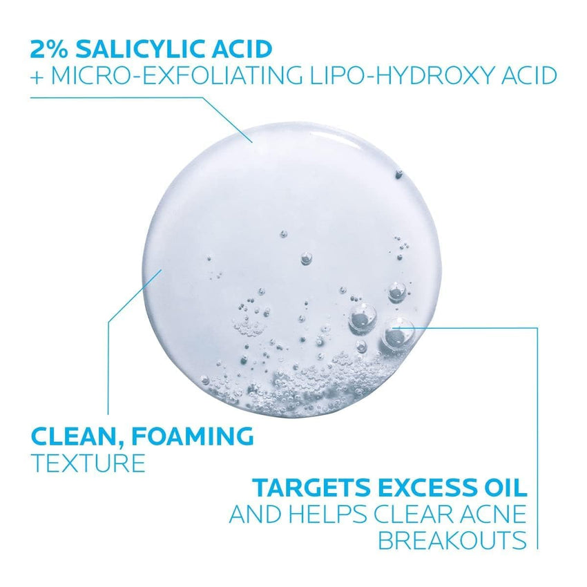 La Roche - Posay Effaclar Medicated Gel Cleanser, 2% Salicylic Acid Cleanser + LHA + Glycerin, Foaming Acne Face Wash, Helps Clear & Prevent Acne Breakouts, Oil Free, Targets Excess Oil - 7DAY'S