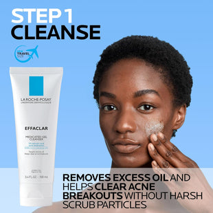 La Roche - Posay Effaclar Medicated Gel Cleanser, 2% Salicylic Acid Cleanser + LHA + Glycerin, Foaming Acne Face Wash, Helps Clear & Prevent Acne Breakouts, Oil Free, Targets Excess Oil - 7DAY'S