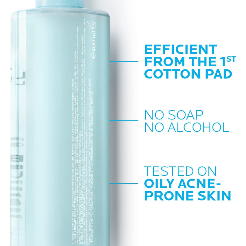La Roche - Posay Effaclar Micellar Cleansing Water Toner for Oily Skin, Oil Free Makeup Remover, Safe for Sensitive Skin with Thermal Spring Water - 7DAY'S