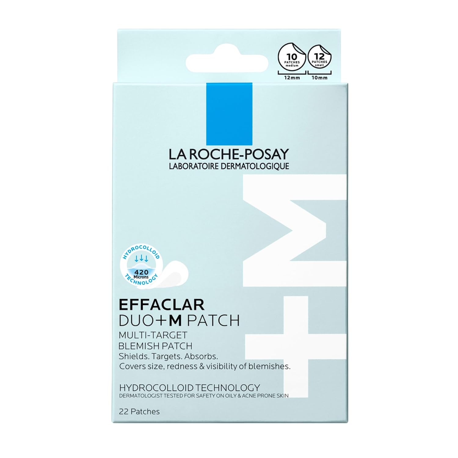 La Roche - Posay Effaclar Multi - Target Blemish Patches, Hydrocolloid Pimple Patches For Face Shields, Targets & Absorbs, Suitable Under Makeup, 22 Patches, 12 Small Size & 10 Medium Size - 7DAY'S
